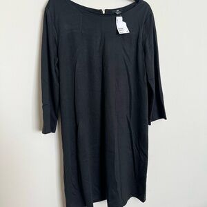 H&M Black Shift Dress Large 3/4 Sleeve Minimalist Casual Work Dress NWT
